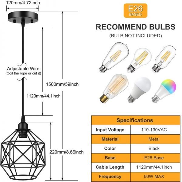 J&S Industrial Light Fixture for Kitchen Island Living Room Dining Room Loft