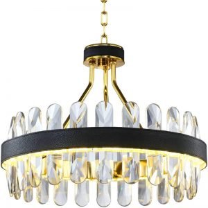 Luxury Round Crystal Chandelier, Adjustable LED Hanging Ceiling Lighting
