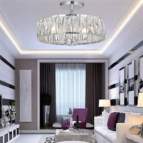 Drum Chandelier Flush Mount Light Fixture for Living Room