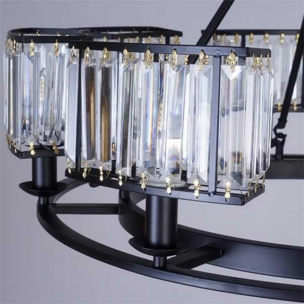 Vintage Crystal Modern Contemporary Matte Black Round Chandeliers