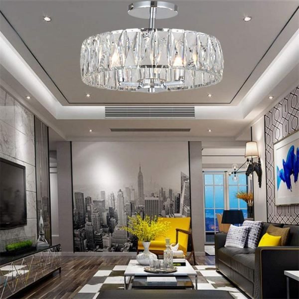 Drum Chandelier Flush Mount Light Fixture for Living Room