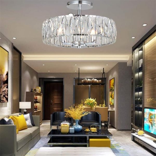 Drum Chandelier Flush Mount Light Fixture for Living Room