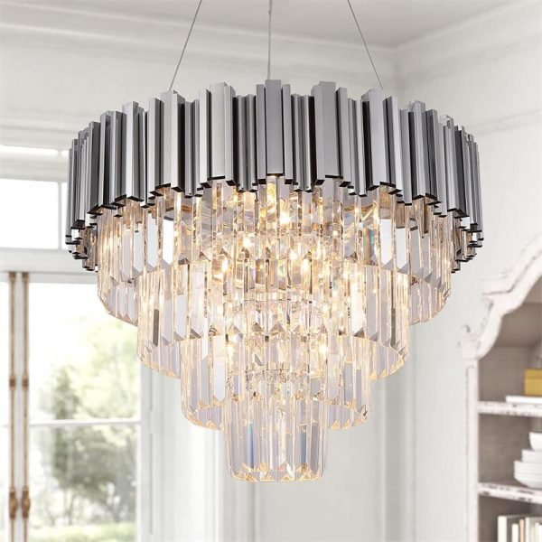 Chrome Modern Chandelier Lighting 7 Lights Ceiling Hanging Pendant Light Fixture