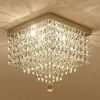 Hallway Crystal Chandelier Modern Square Raindrop Flush Mount Ceiling Light