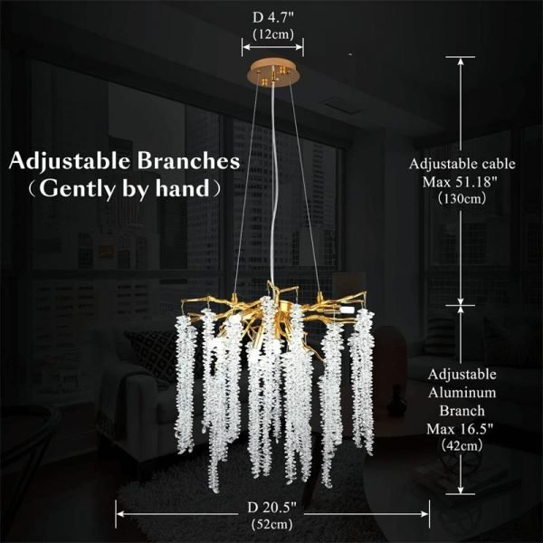 Twig Long Strip Crystal Pendant Light