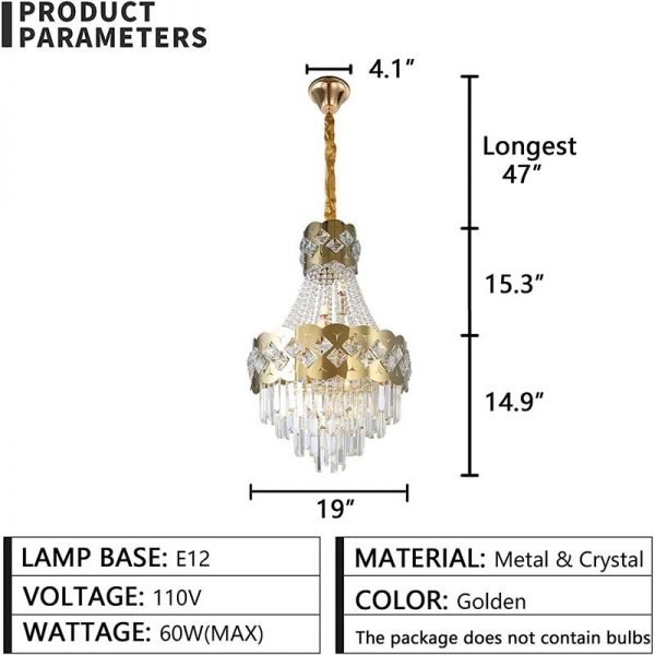 Empire Gold Crystal Chandelier for Kitchen, Dining Room