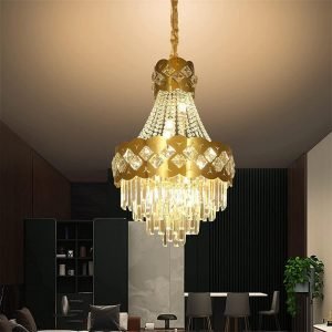 Empire Gold Crystal Chandelier for Kitchen, Dining Room