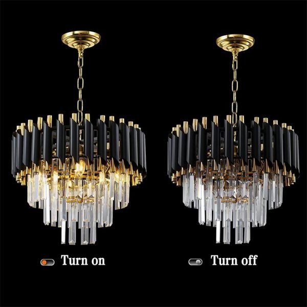 Industrial Adjustable Black Decor Crystal Chandelier