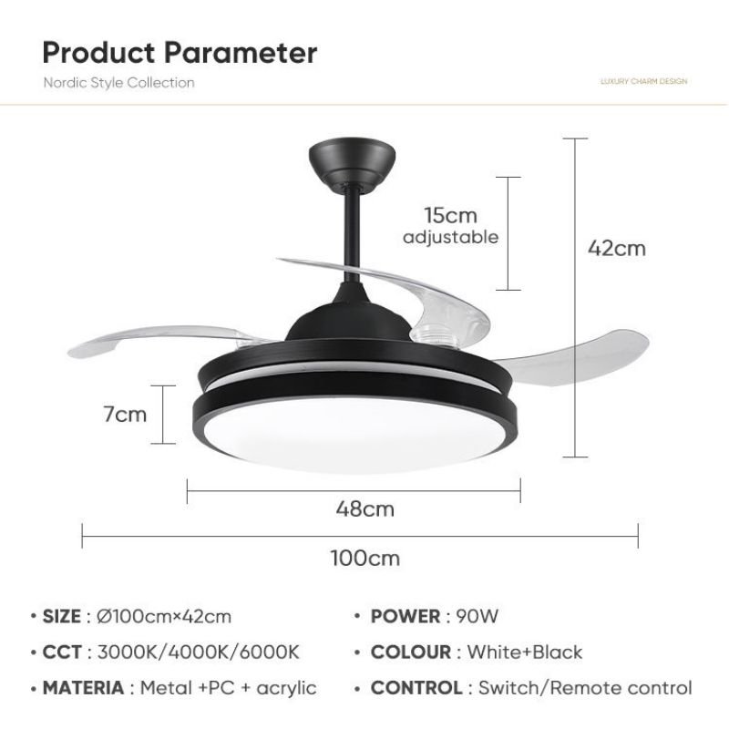 European Style Led Ceiling Fan Light