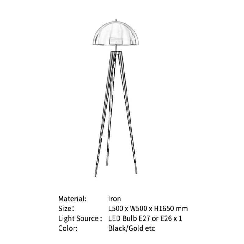 Round shade metal floor lamp