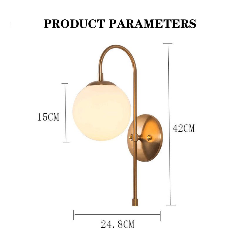 Nordic golden ball flexible wall light