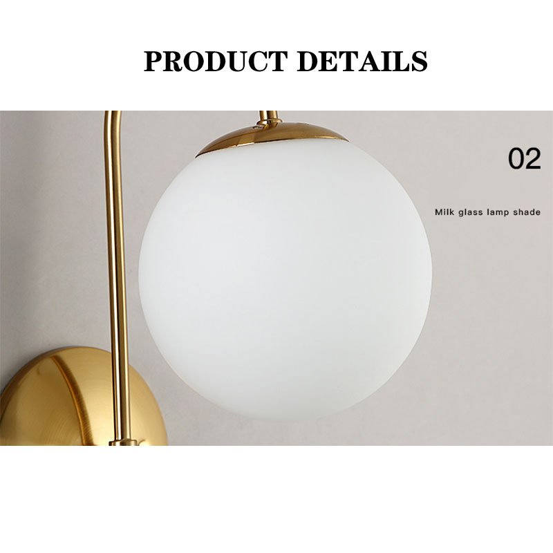 Nordic golden ball flexible wall light