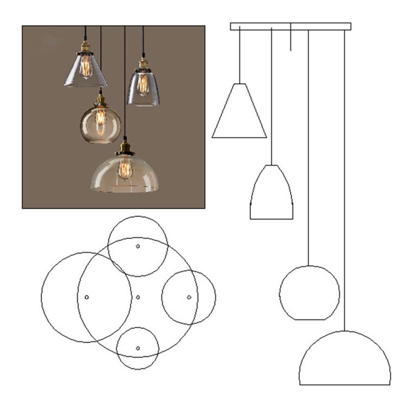 Nordic Glass Industrial Style Chandeliers For Decor