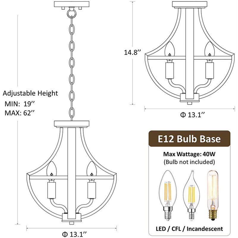 Modern Farmhouse Geometric Chandelier For Indoor