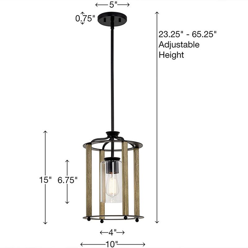 Metal And Wood Pendant Light For Home Decor