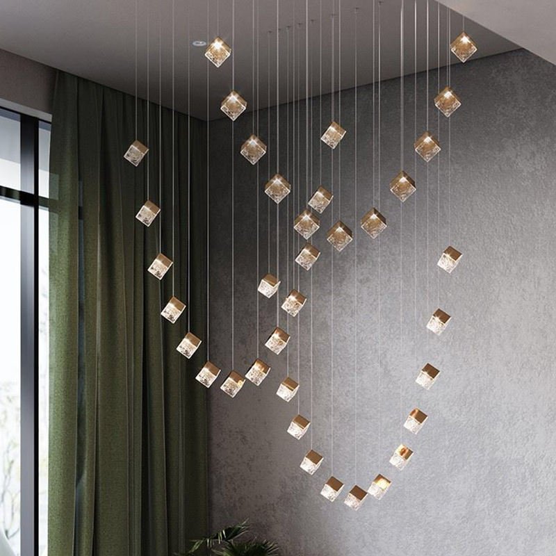 Square Shape Glass Pendant Light For Indoor