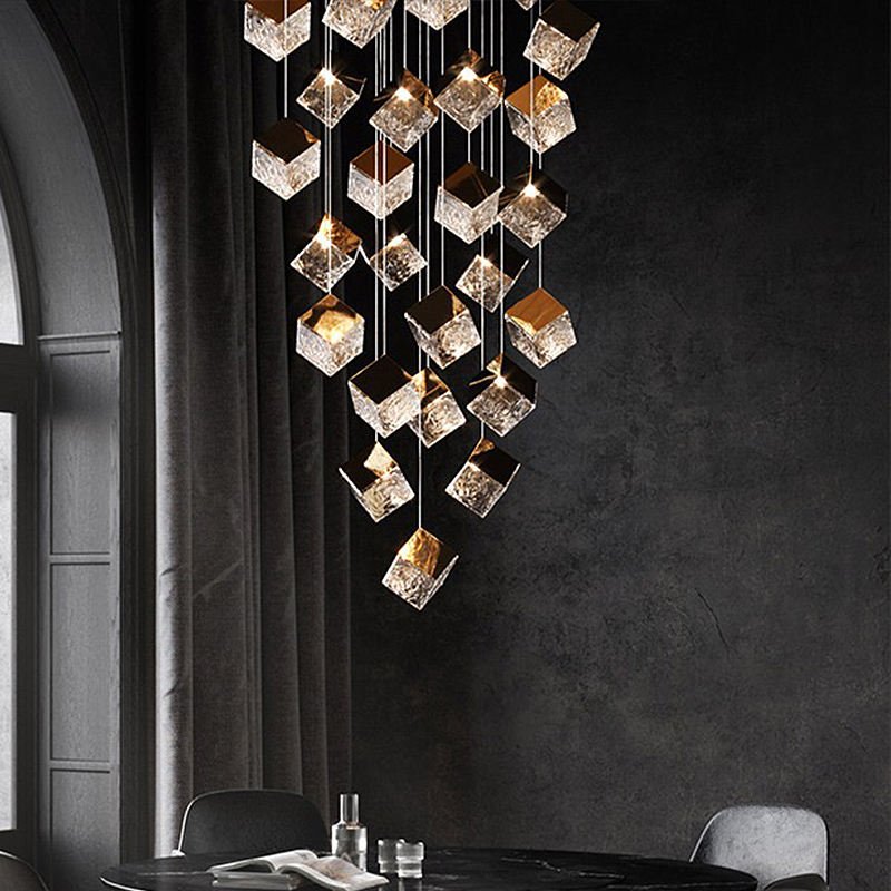 Square Shape Glass Pendant Light For Indoor