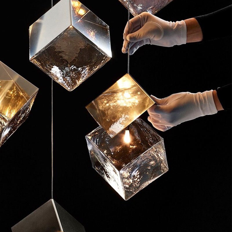 Square Shape Glass Pendant Light For Indoor